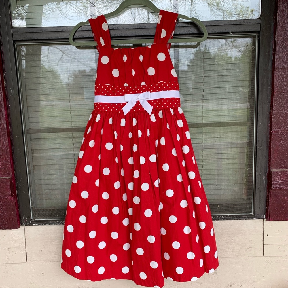 NWOT Girls Red & White Polka Dot Summer Dress